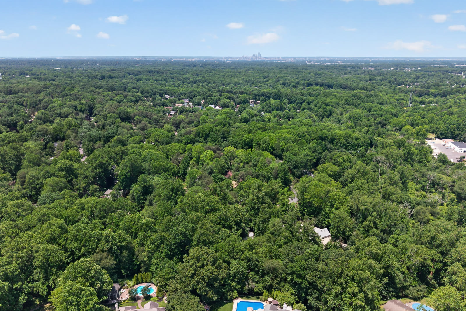 Wooded Cherry Hill, New Jersey from above